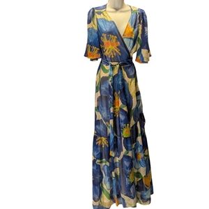 Hope And Ivy Floral Wrap Long Dress